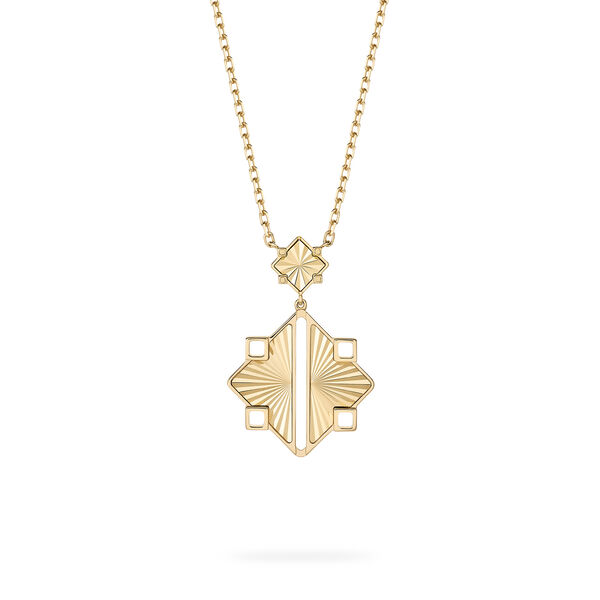Guilloch&eacute; Yellow Gold Drop Pendant Necklace